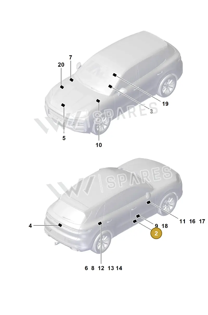 9Y0010000L Porsche Data Plate for Tyre Pressure