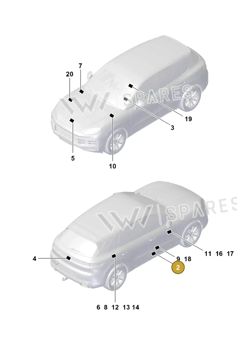 9Y0010000M Porsche Data Plate for Tyre Pressure