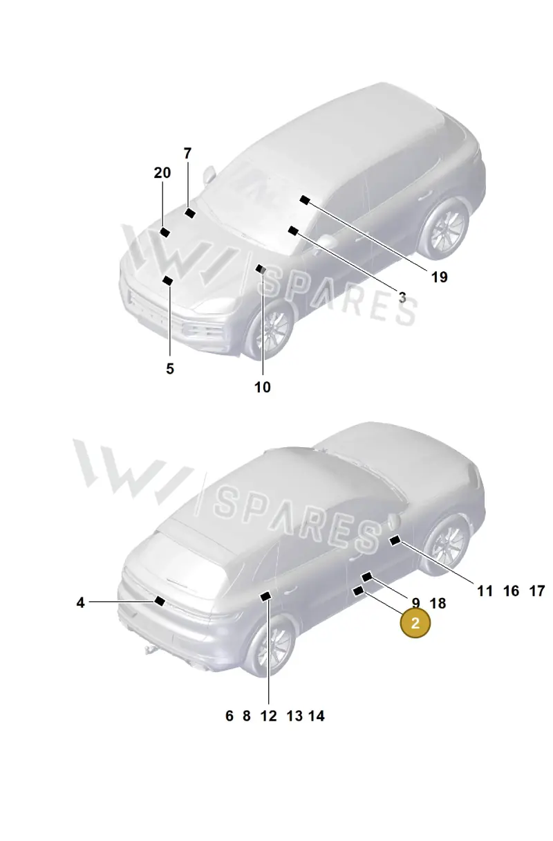 9Y0010000R Porsche Data Plate for Tyre Pressure