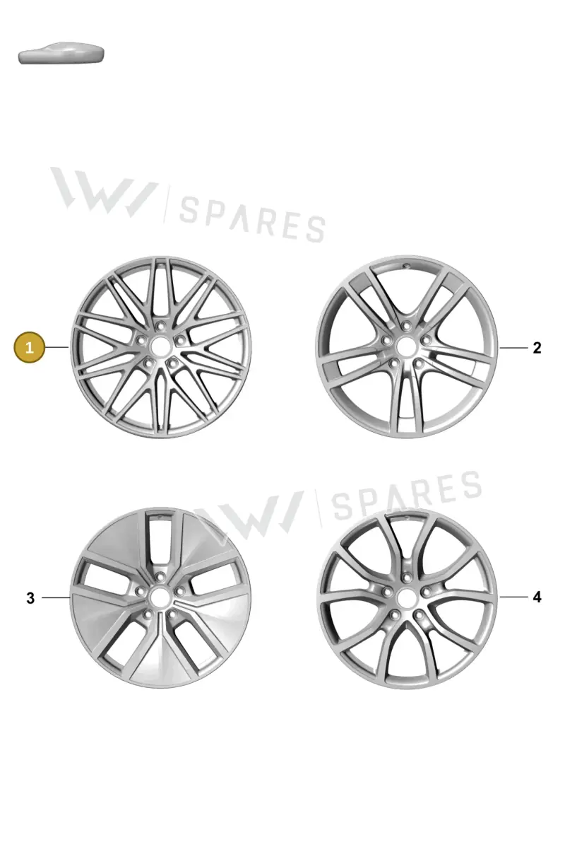9Y0601025FD8Z8 Porsche Alloy Wheel (Brilliant Silver 8Z8)