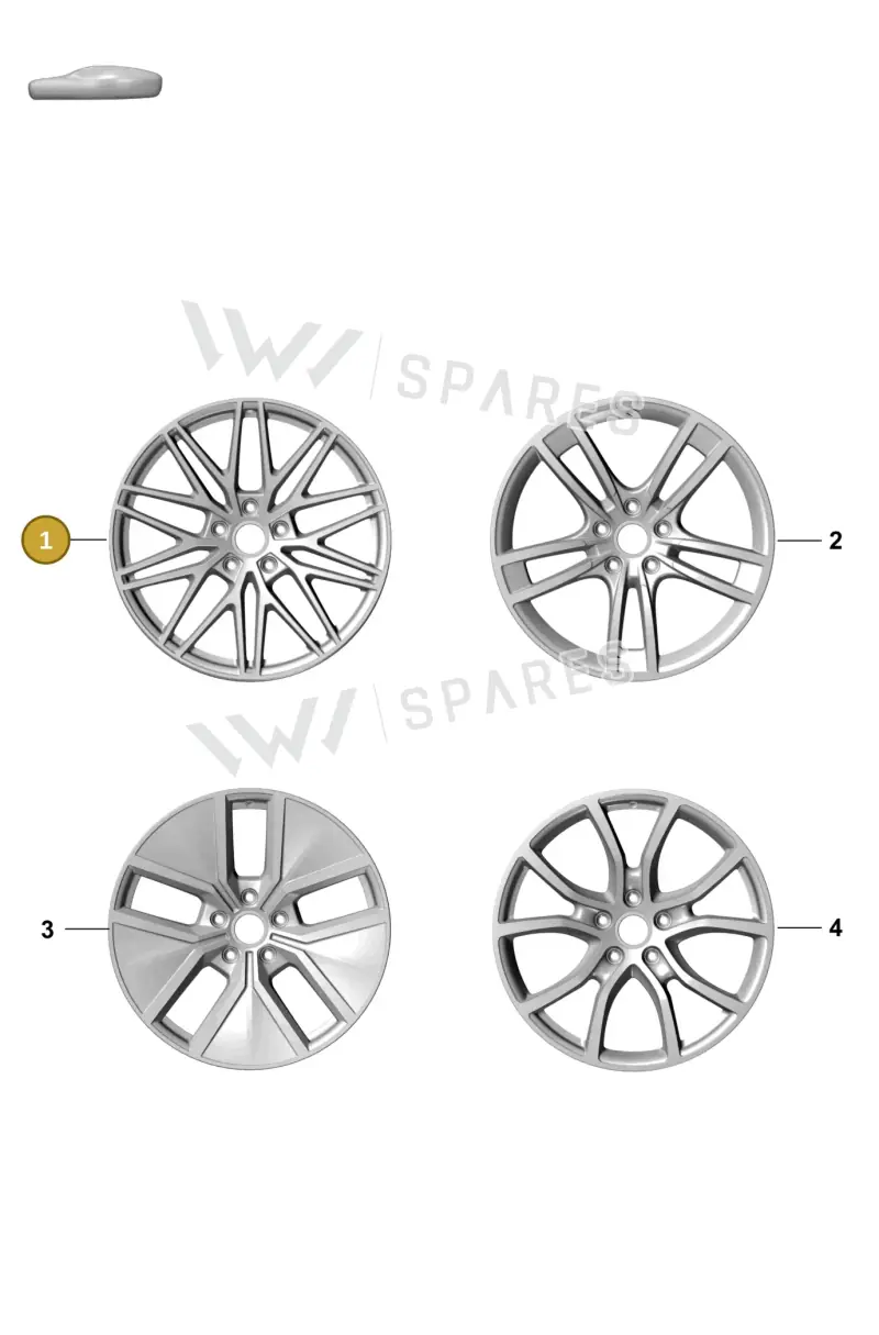 9Y0601025FE041 Porsche Alloy Wheel (Black 041)