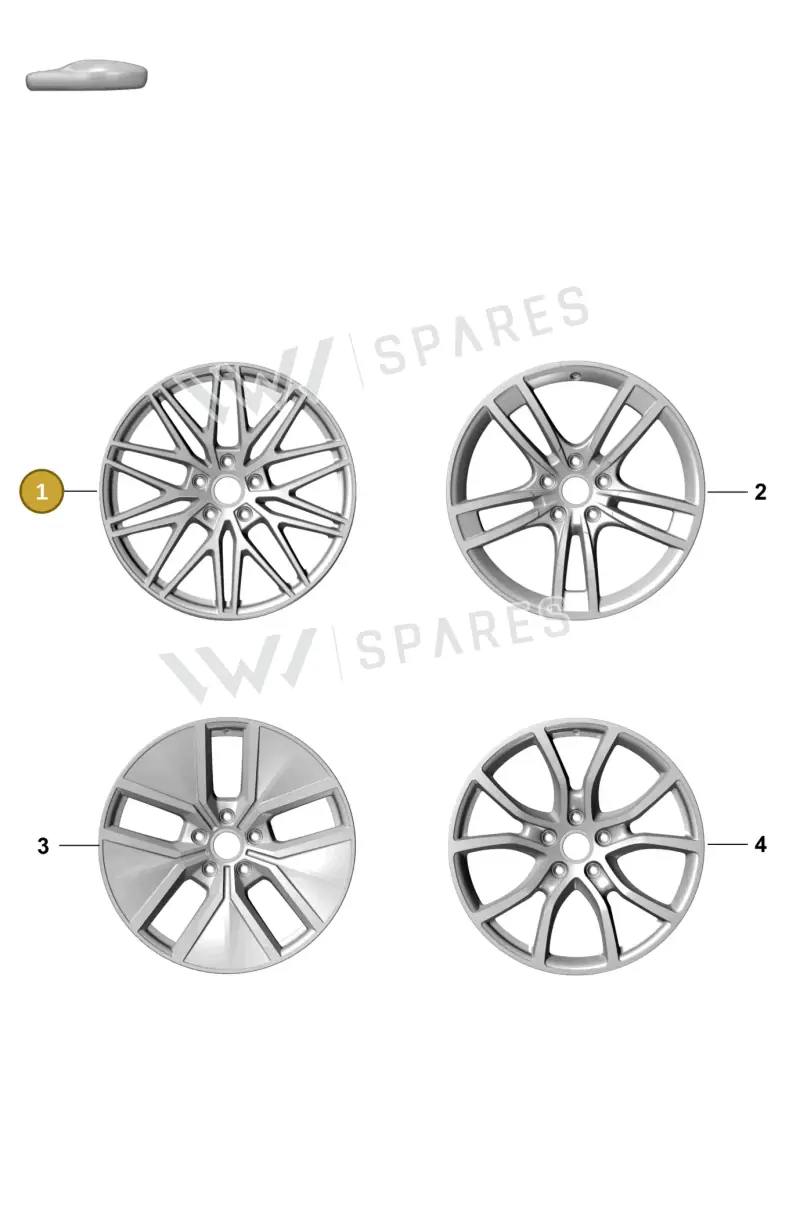 9Y0601025FEI44 Porsche Alloy Wheel (Rhodium Grey I44)