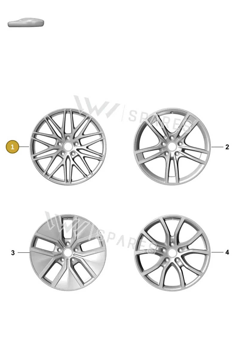 9Y0601025FEY9T Porsche Alloy Wheel (Metallic Mythical Black Y9T)