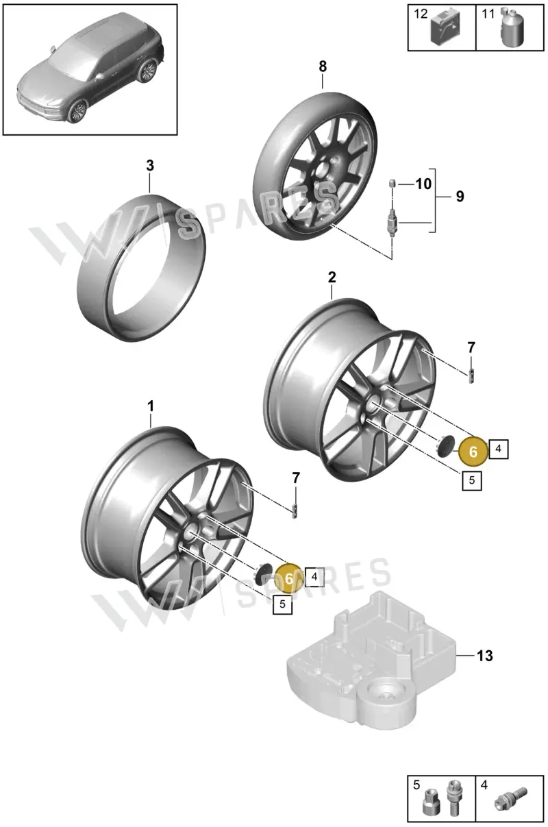 9Y0601150A Porsche Hub Cap