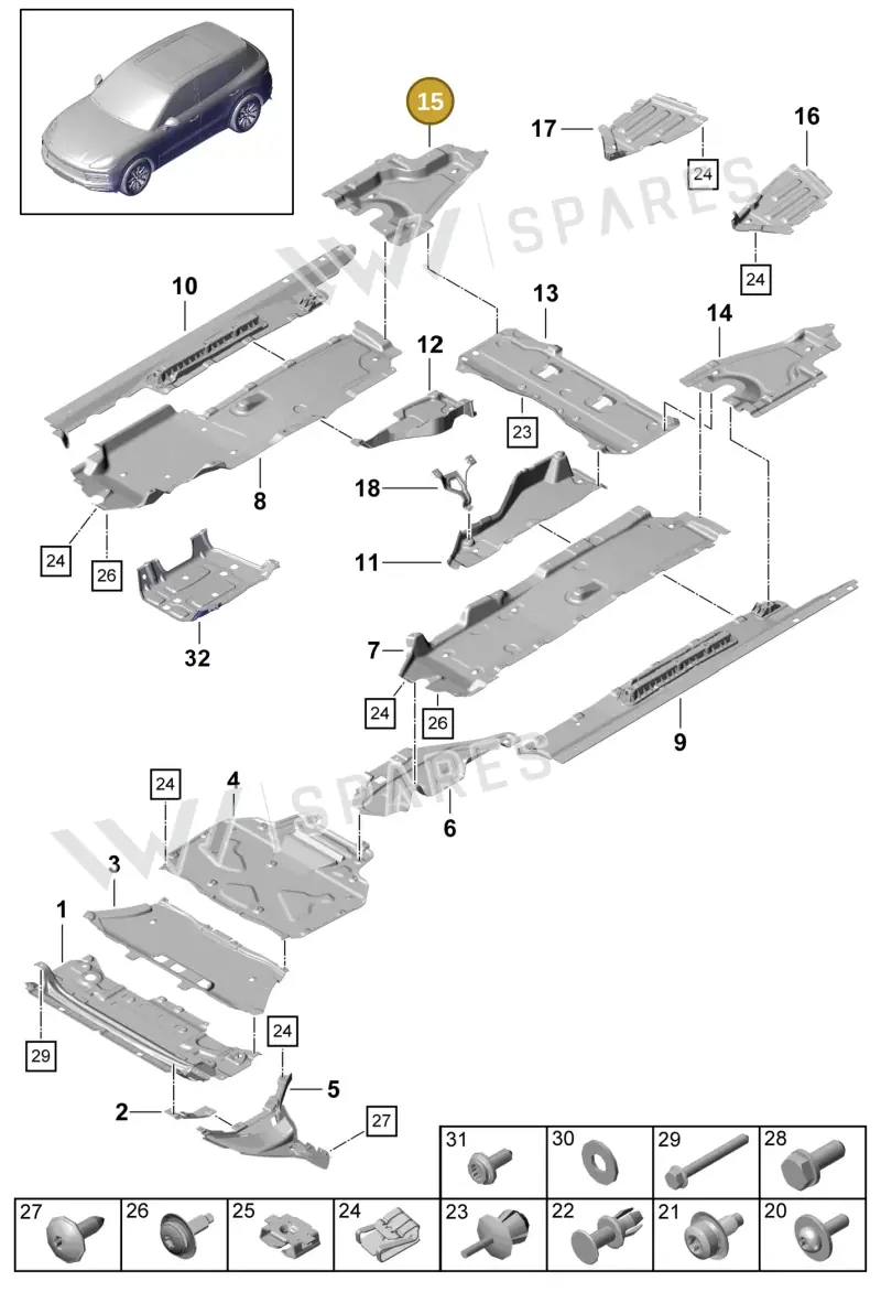 9Y0825214 Porsche Underbody Protection