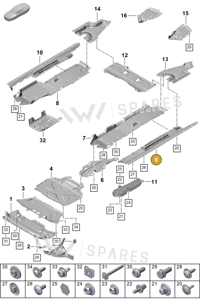 9Y0853473B Porsche Underbody Protection