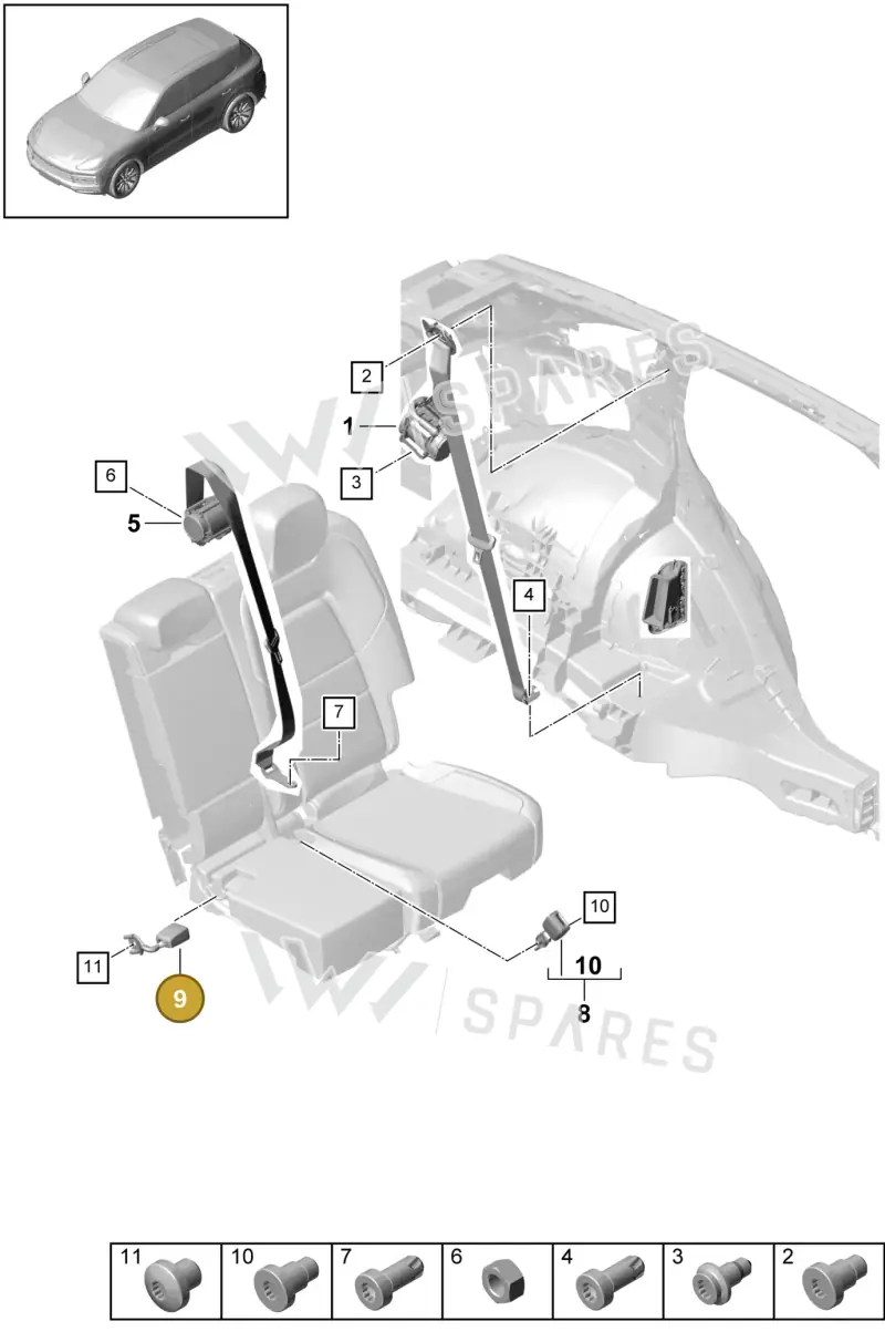 9Y0857740A Porsche Belt Latch