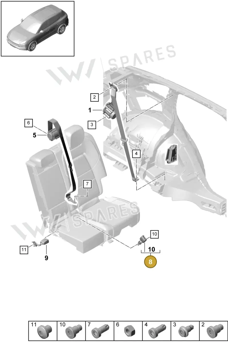 9Y0857753A Porsche Belt Latch