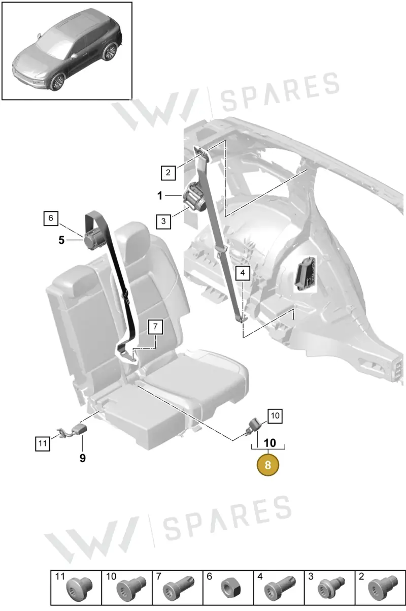 9Y0857753B Porsche Belt Latch