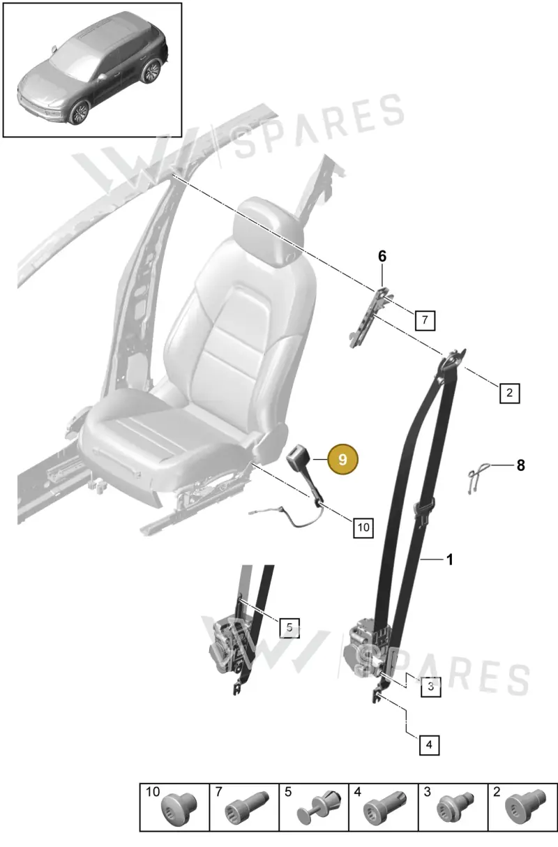 9Y0857755B Porsche Belt Latch
