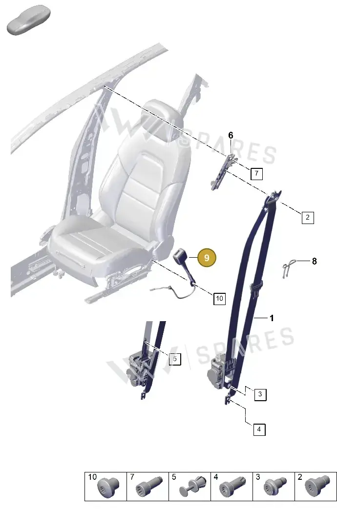 9Y0857755D Porsche Belt Latch