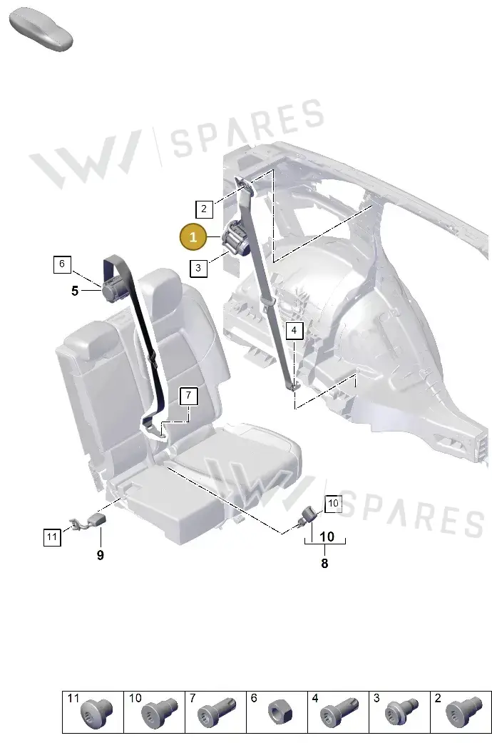 9Y0857806JM7J Porsche Three-Point Safety Belt (Slate Grey M7J)