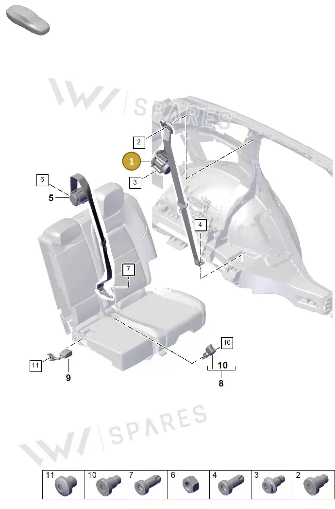 9Y0857806JM7K Porsche Three-Point Safety Belt (Arctic Grey M7K)