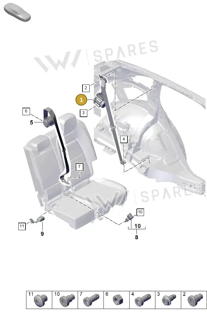 9Y0857806KM7J Porsche Three-Point Safety Belt (Slate Grey M7J)