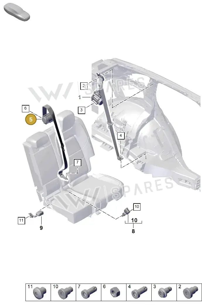 9Y0857807AIN2 Porsche Three-Point Safety Belt (Night Green IN2)