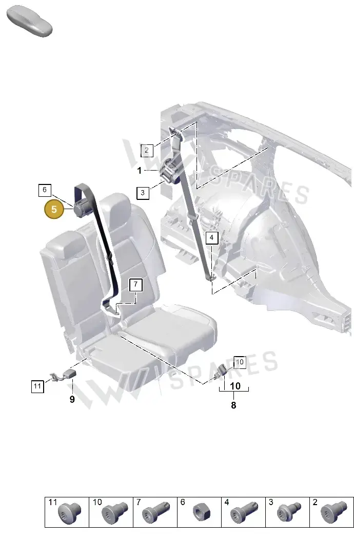 9Y0857807AOH7 Porsche Three-Point Safety Belt (Graphite Blue OH7)