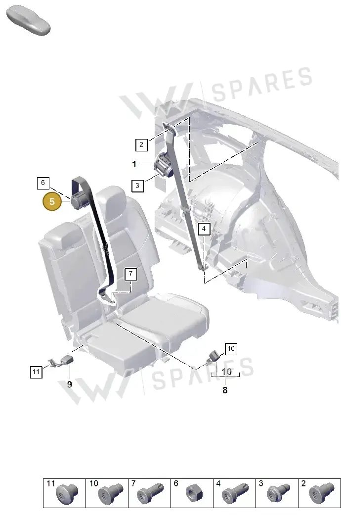 9Y0857807AOU6 Porsche Three-Point Safety Belt (Slate Grey OU6)