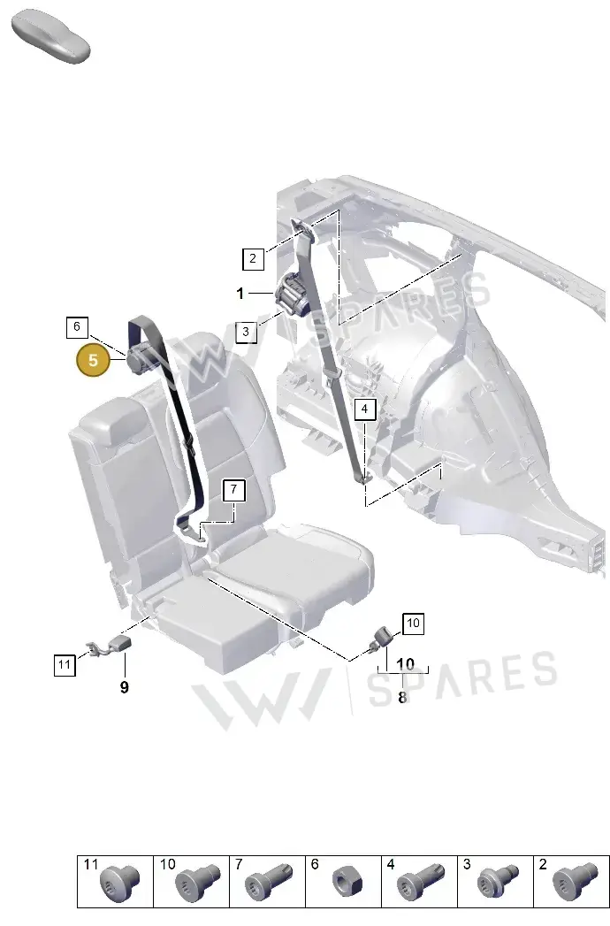 9Y0857807HCP Porsche Three-Point Safety Belt (Black HCP)