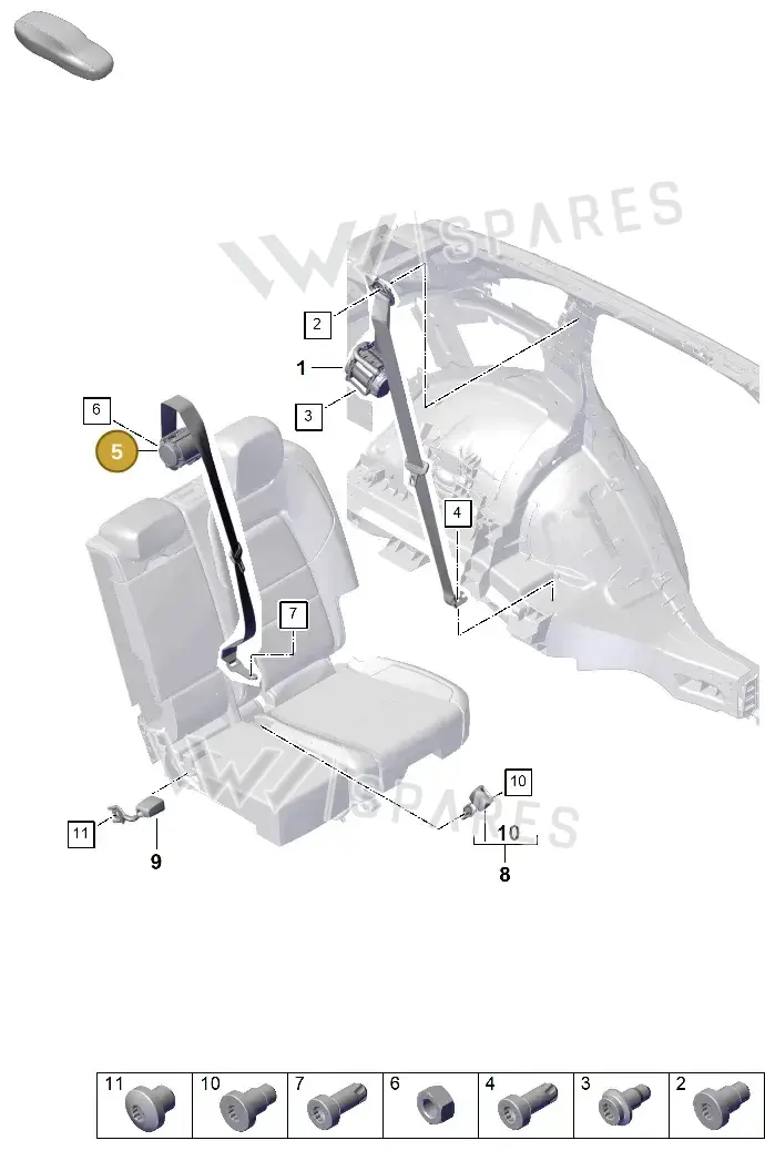 9Y0857807OS1 Porsche Three-Point Safety Belt (Truffle Brown OS1)