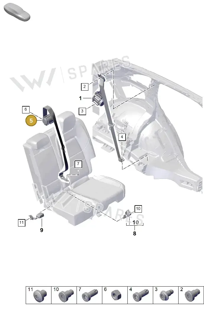 9Y0857807OT5 Porsche Three-Point Safety Belt (Mojave OT5)