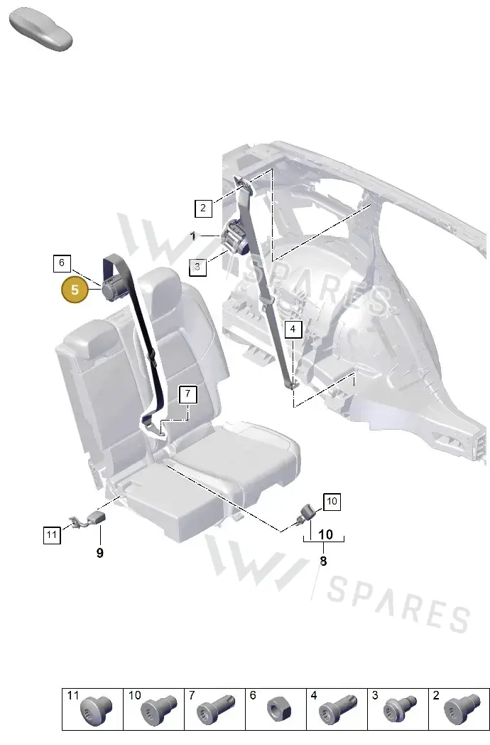 9Y0857807OU6 Porsche Three-Point Safety Belt (Slate Grey OU6)