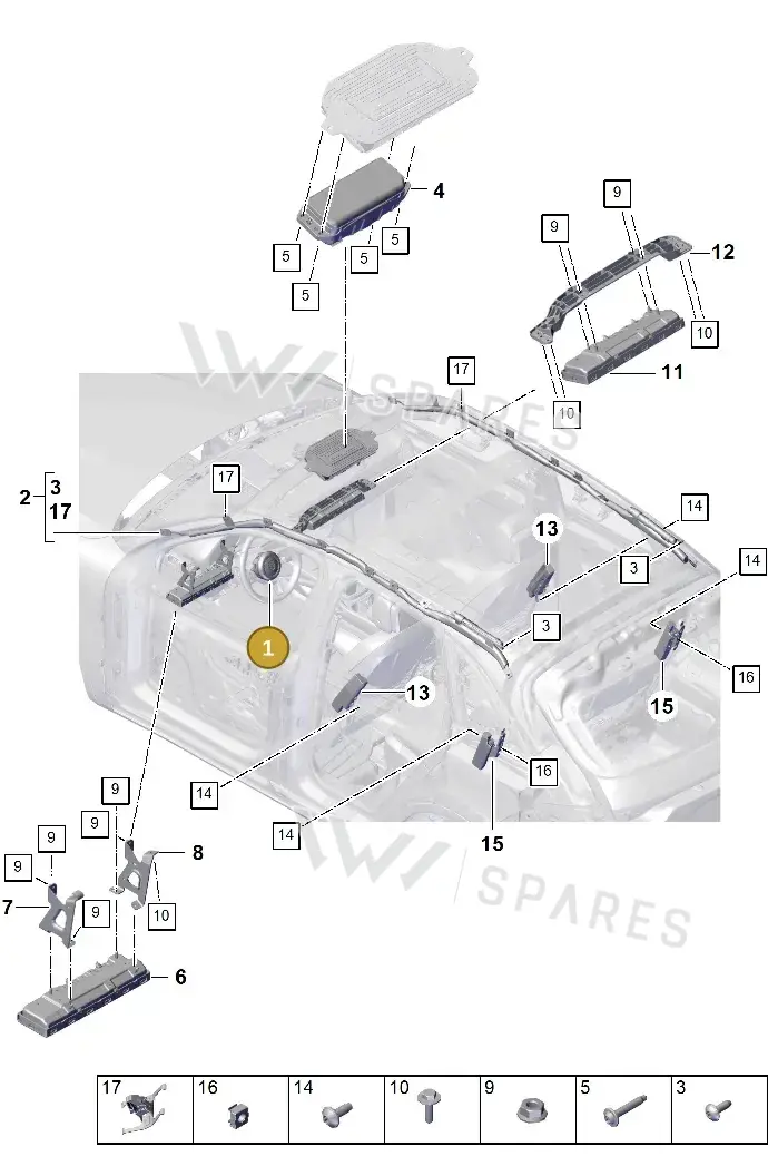 9Y0880201CJI45 Porsche Airbag Unit (Black/Rhodium Grey I45)
