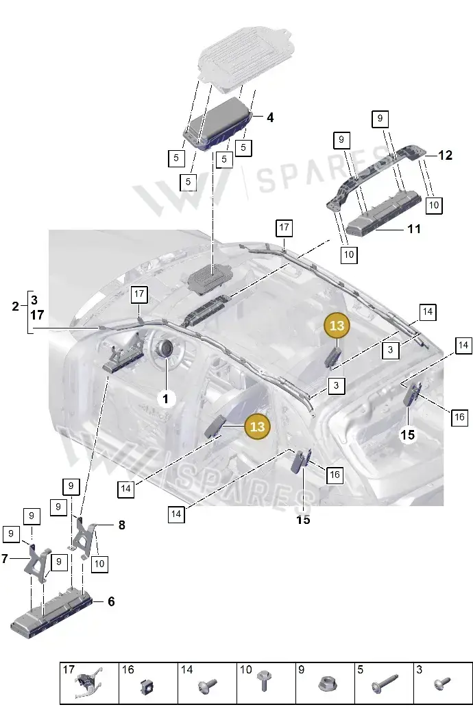 9Y0880242J Porsche Side Airbag Unit