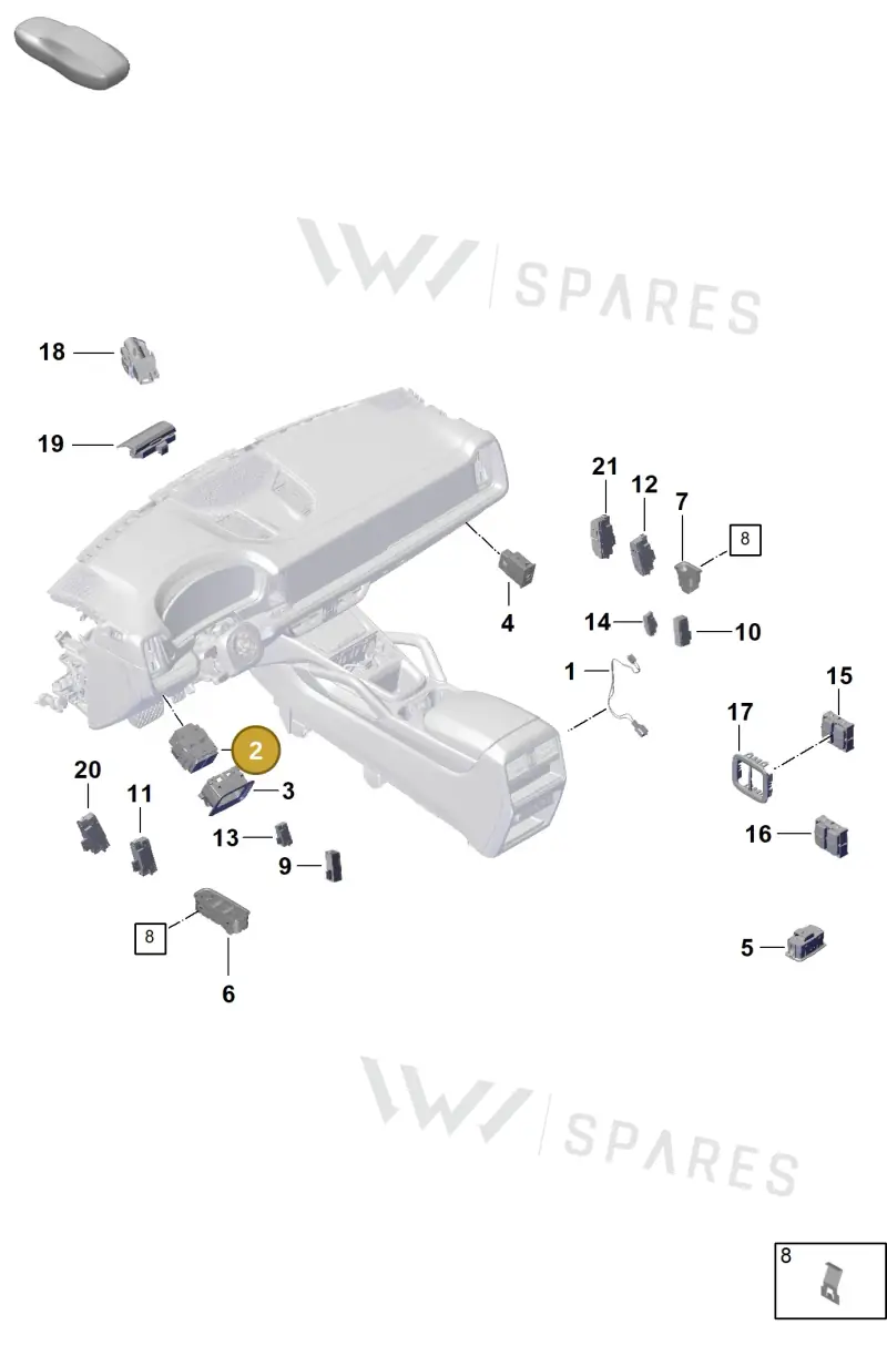 9Y0941527C6N3 Porsche Switch for Lighting (Matt Black 6N3)