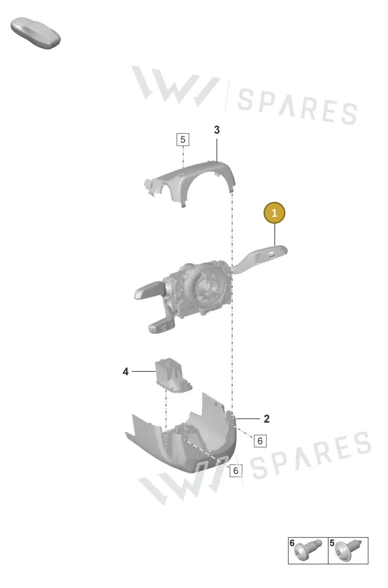 9Y0953501AKHUO Porsche Steering Column Switch (High-Gloss Black/Black HUO)