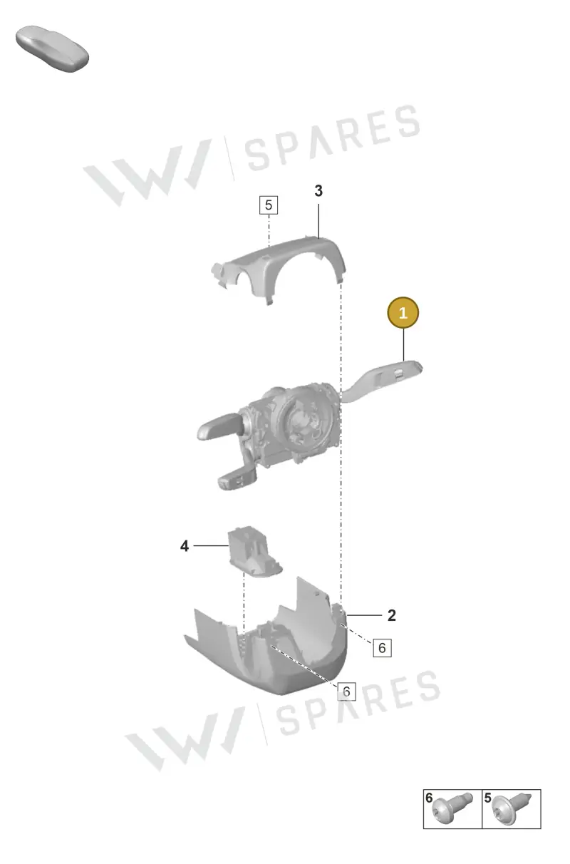 9Y0953501BDHUO Porsche Steering Column Switch (High-Gloss Black/Black HUO)