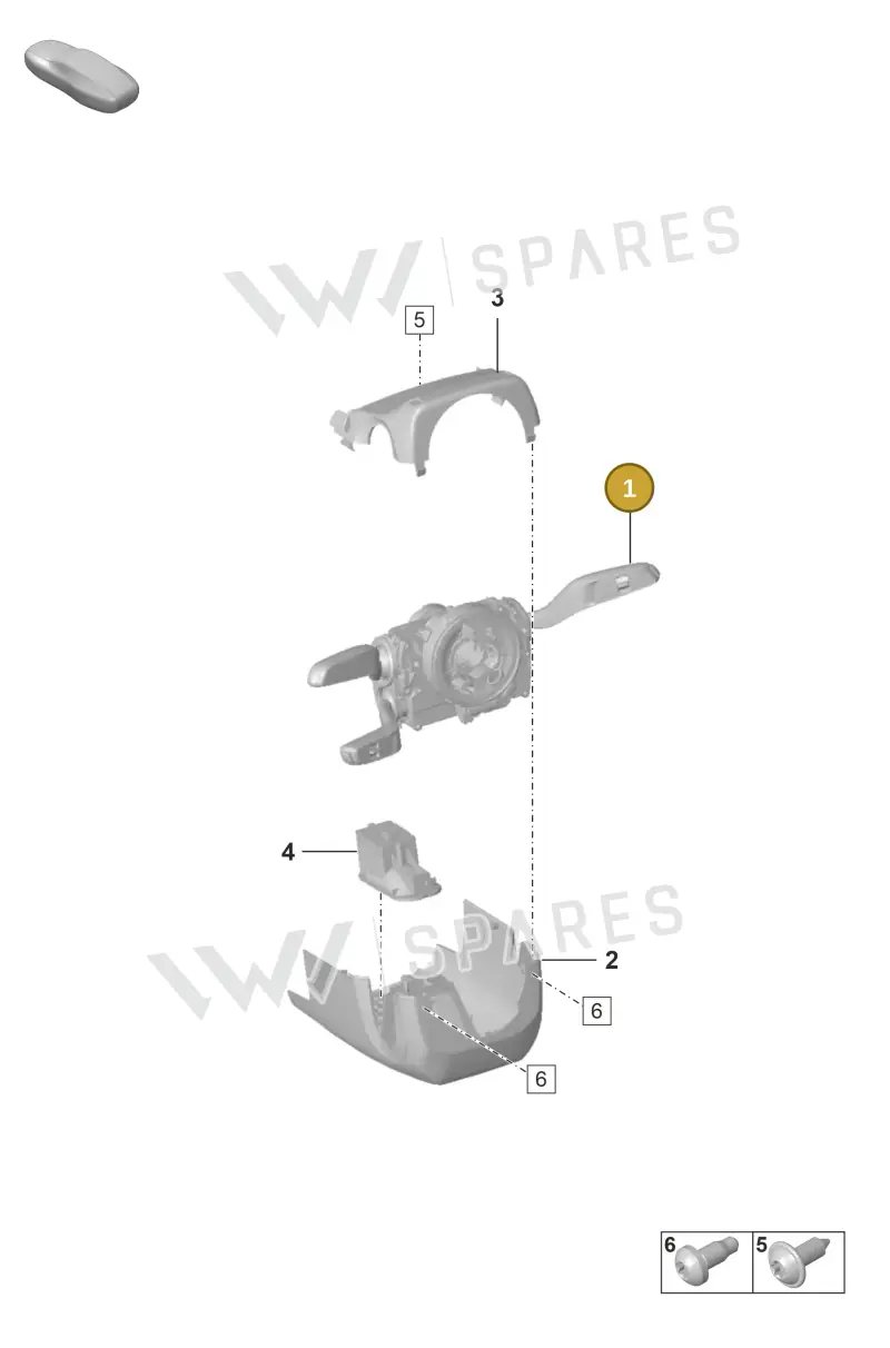 9Y0953501BRHUO Porsche Steering Column Switch (High-Gloss Black/Black HUO)
