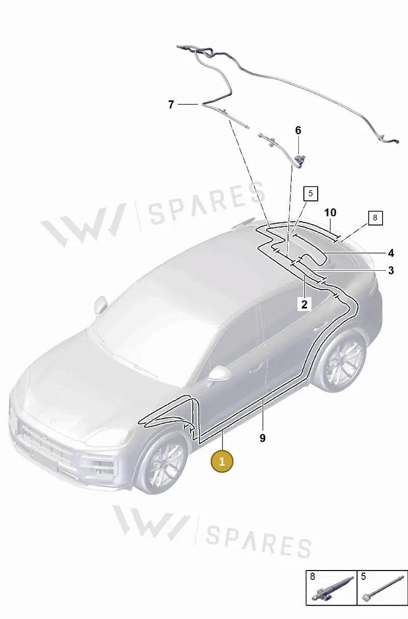 9Y0955744A Porsche Hose Line for Washer Water