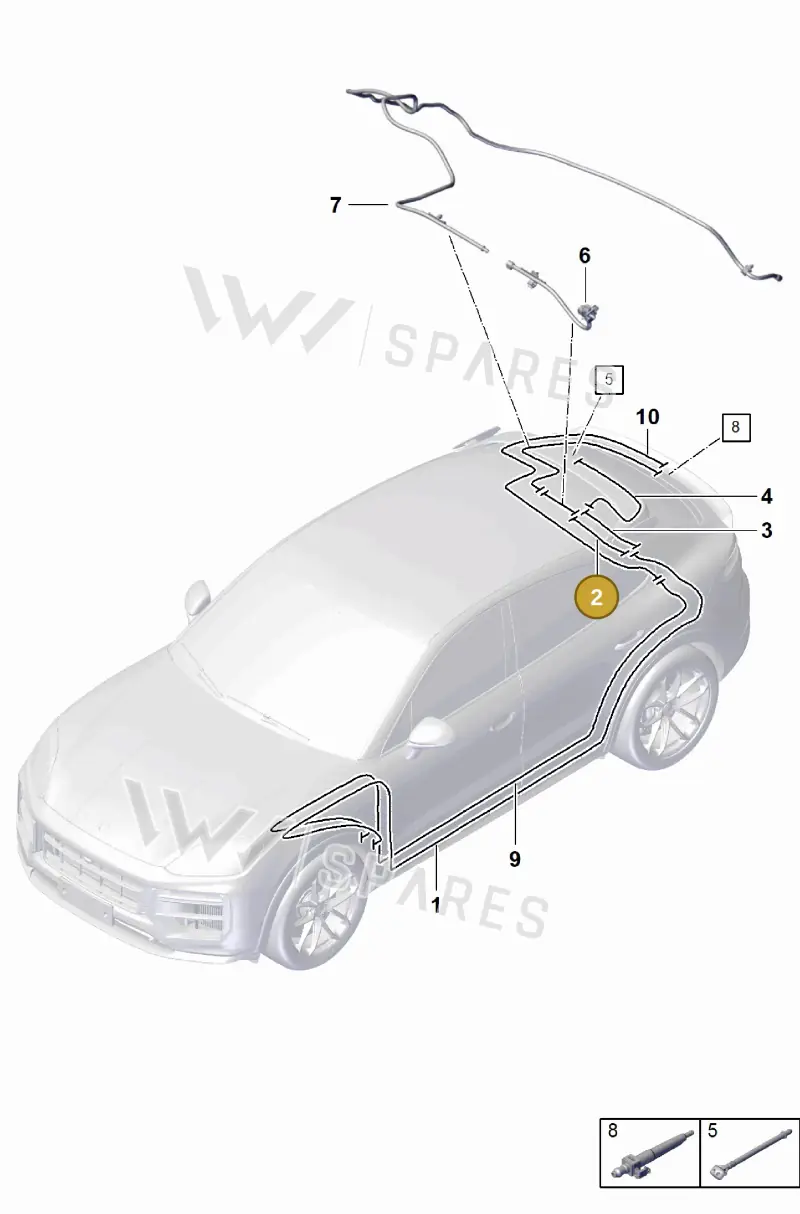 9Y0955744F Porsche Hose Line for Washer Water