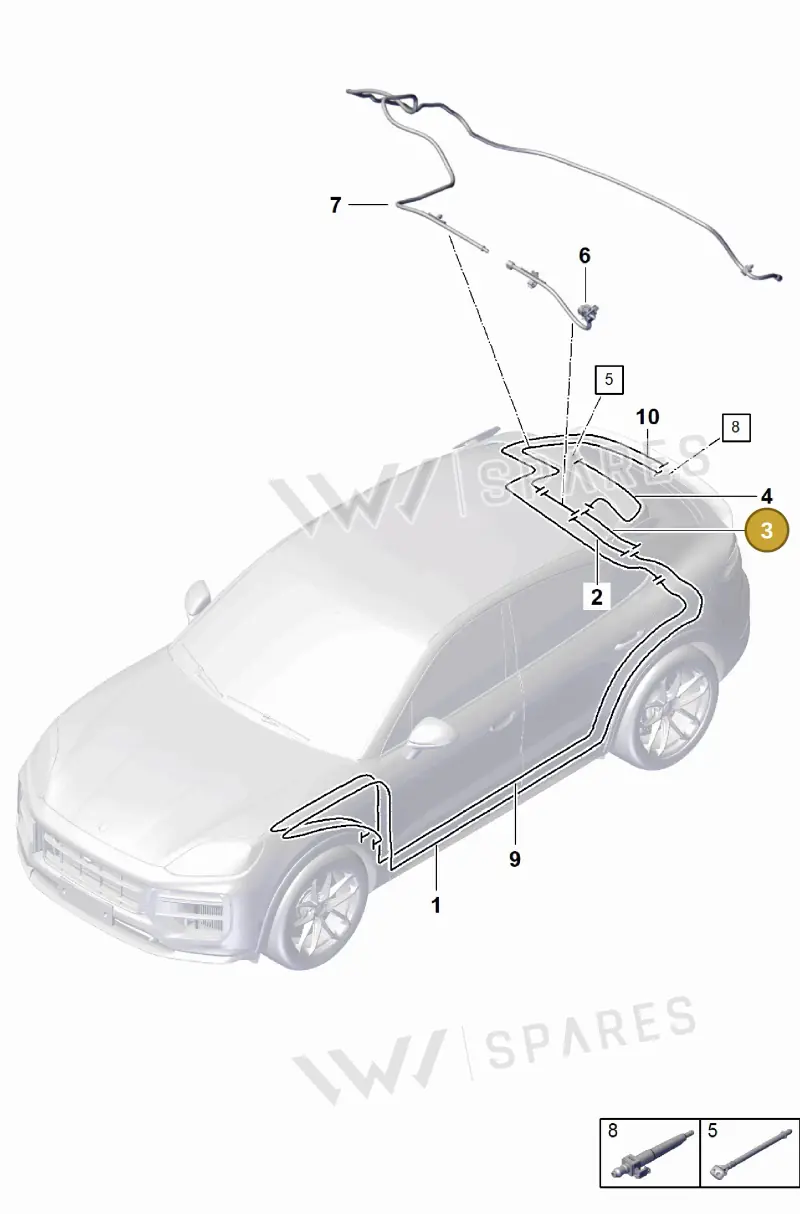 9Y0955744G Porsche Hose Line for Washer Water