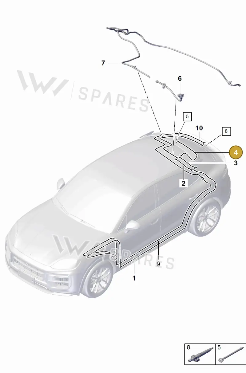 9Y0955744H Porsche Hose Line for Washer Water