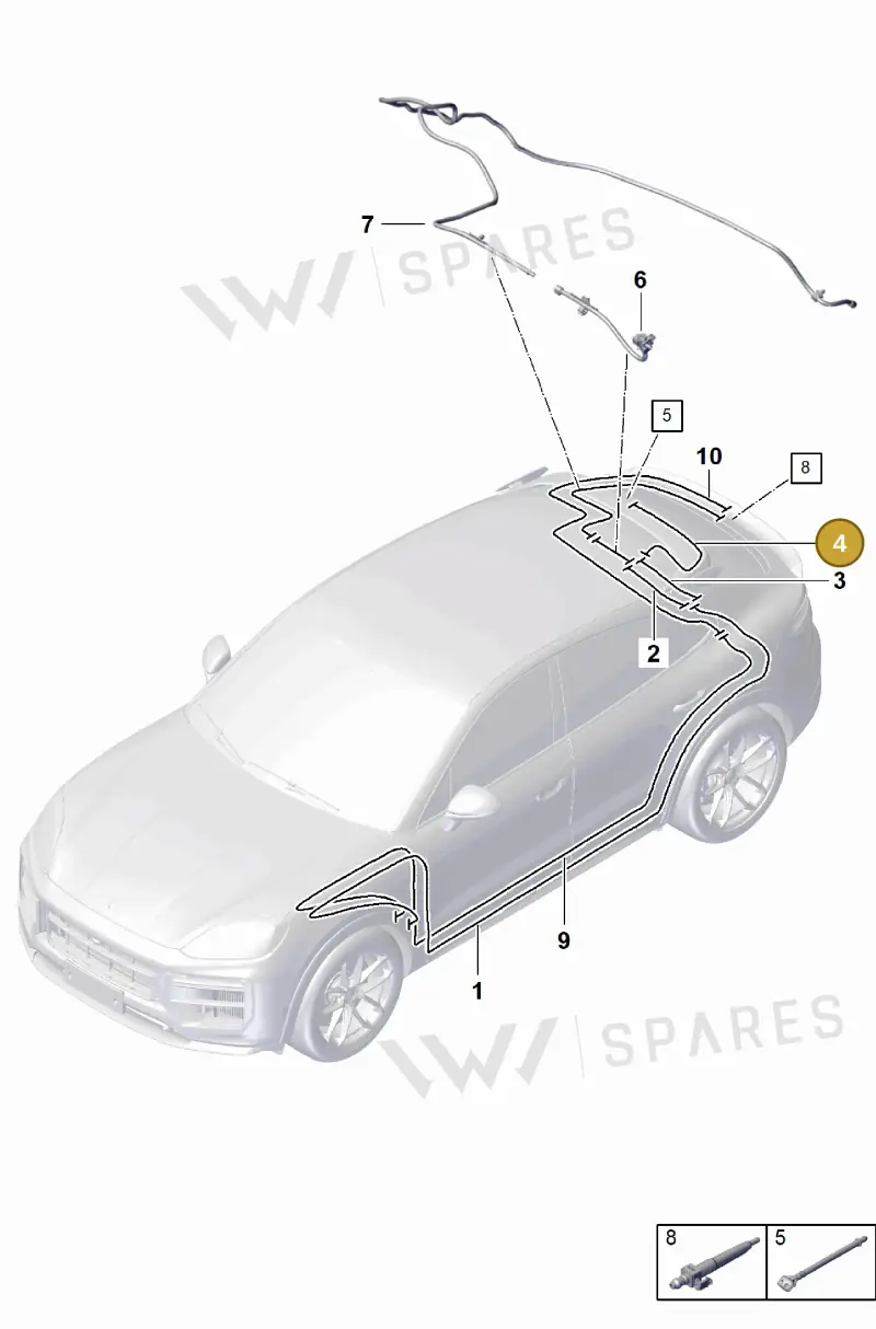 9Y0955744J Porsche Hose Line for Washer Water