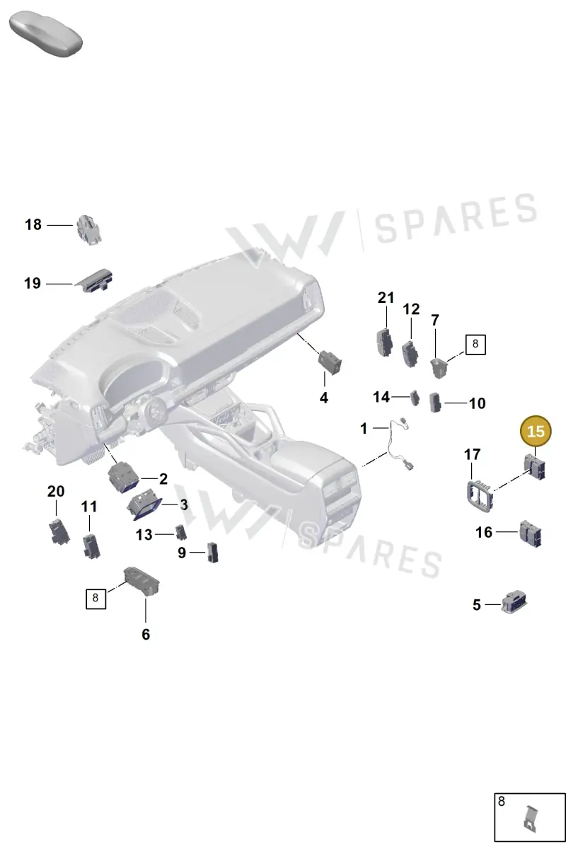 9Y0959511E6N3 Porsche Switch (Matt Black 6N3)