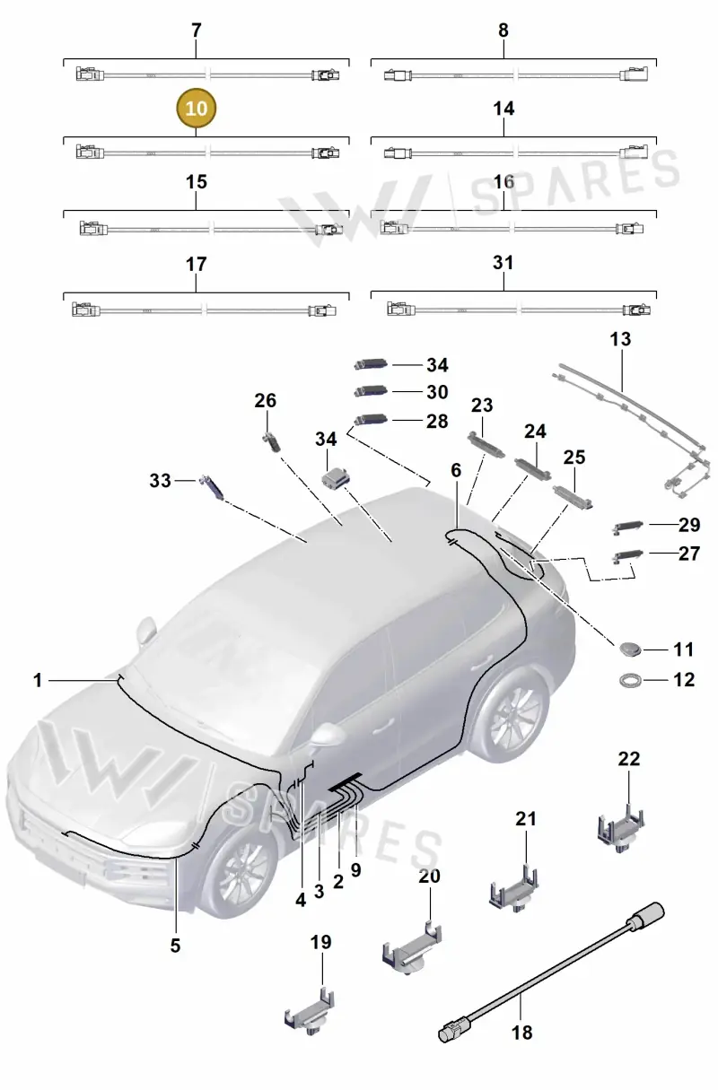 9Y0971298B Porsche Aerial Connection Line