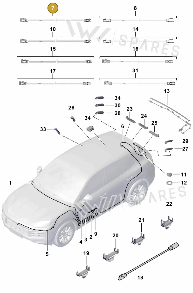 9Y0971327R Porsche Aerial Connection Line