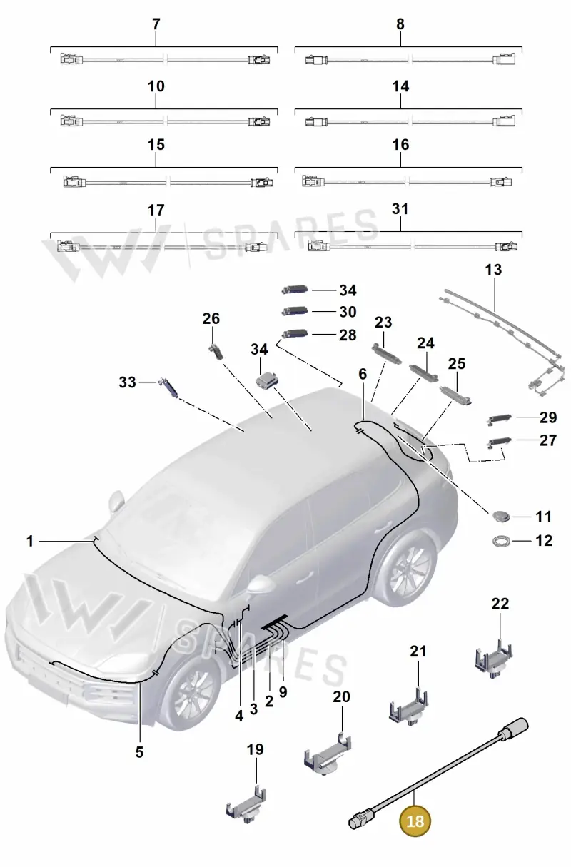 9Y0979900A Porsche Aerial Connection Line