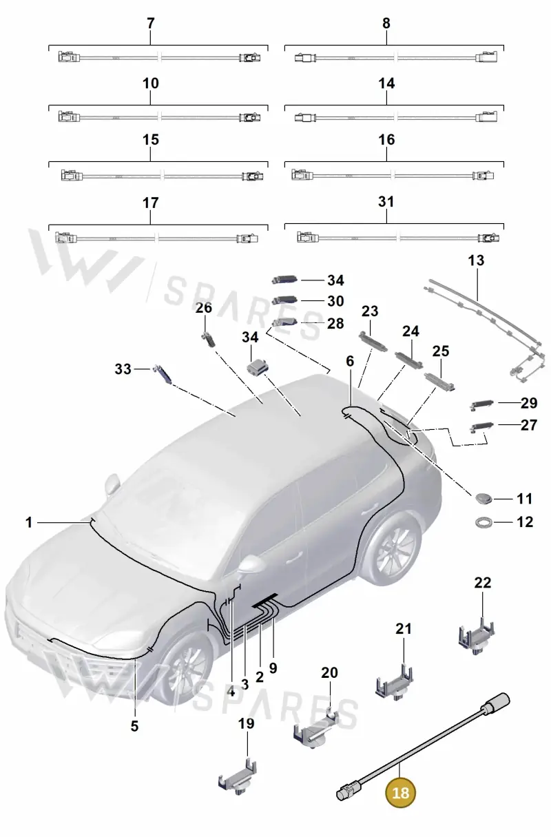 9Y0979900D Porsche Aerial Connection Line