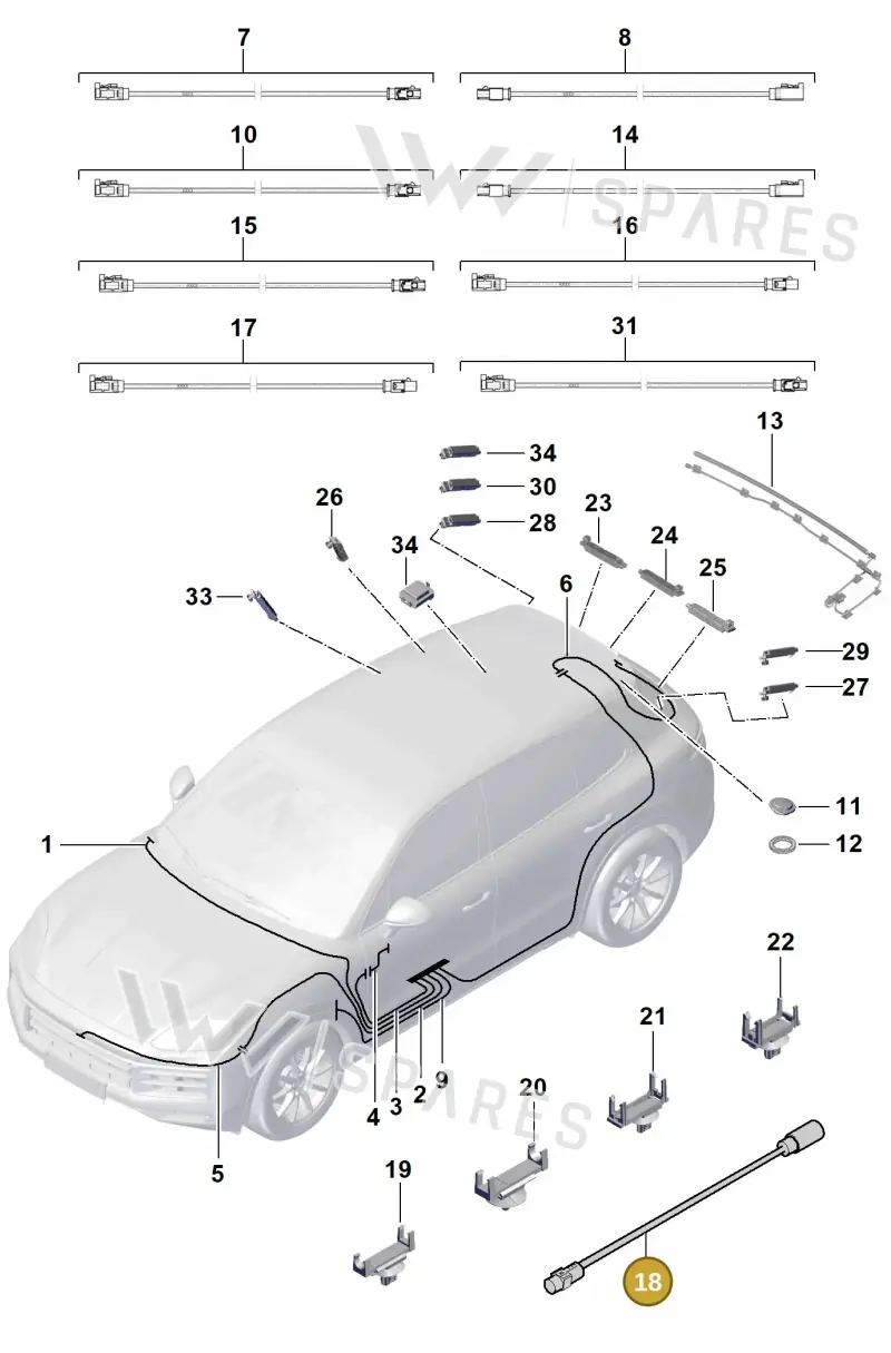 9Y0979900E Porsche Aerial Connection Line