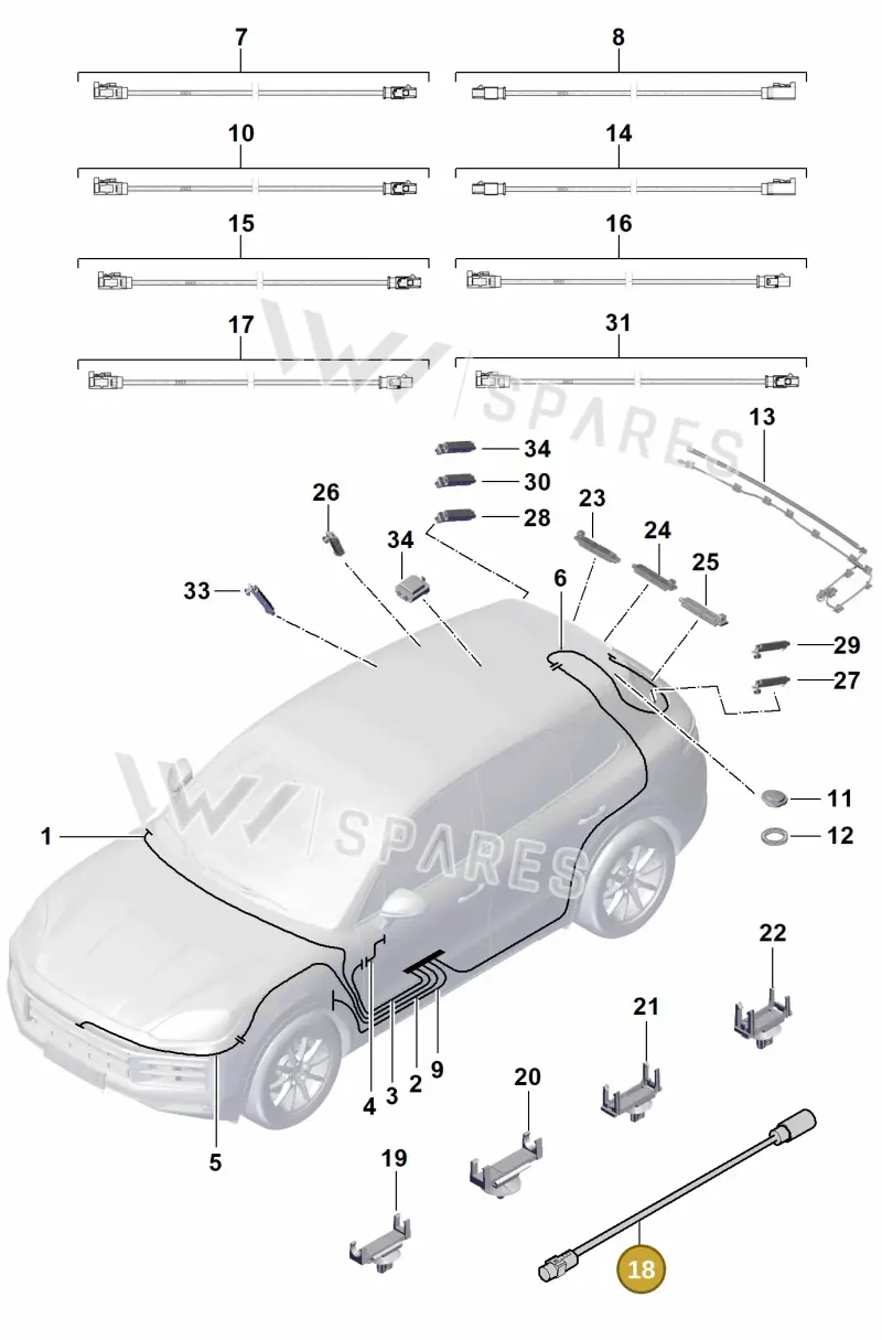9Y0979900F Porsche Aerial Connection Line