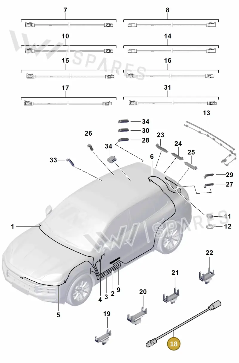 9Y0979900J Porsche Aerial Connection Line
