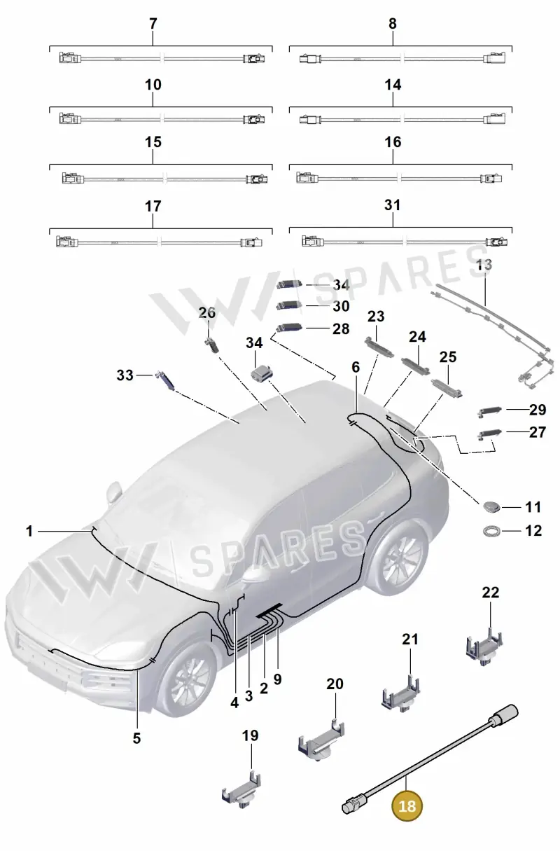9Y0979900L Porsche Aerial Connection Line