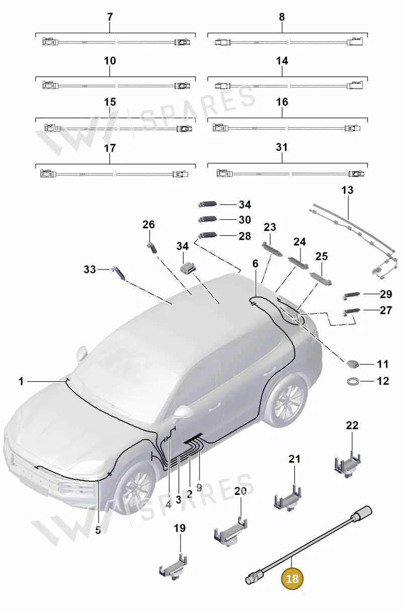 9Y0979900M Porsche Aerial Connection Line