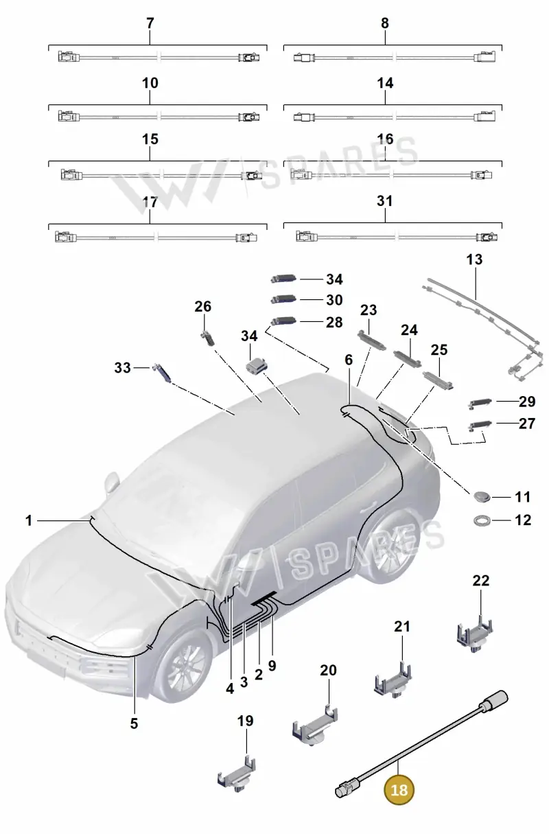 9Y0979900N Porsche Aerial Connection Line