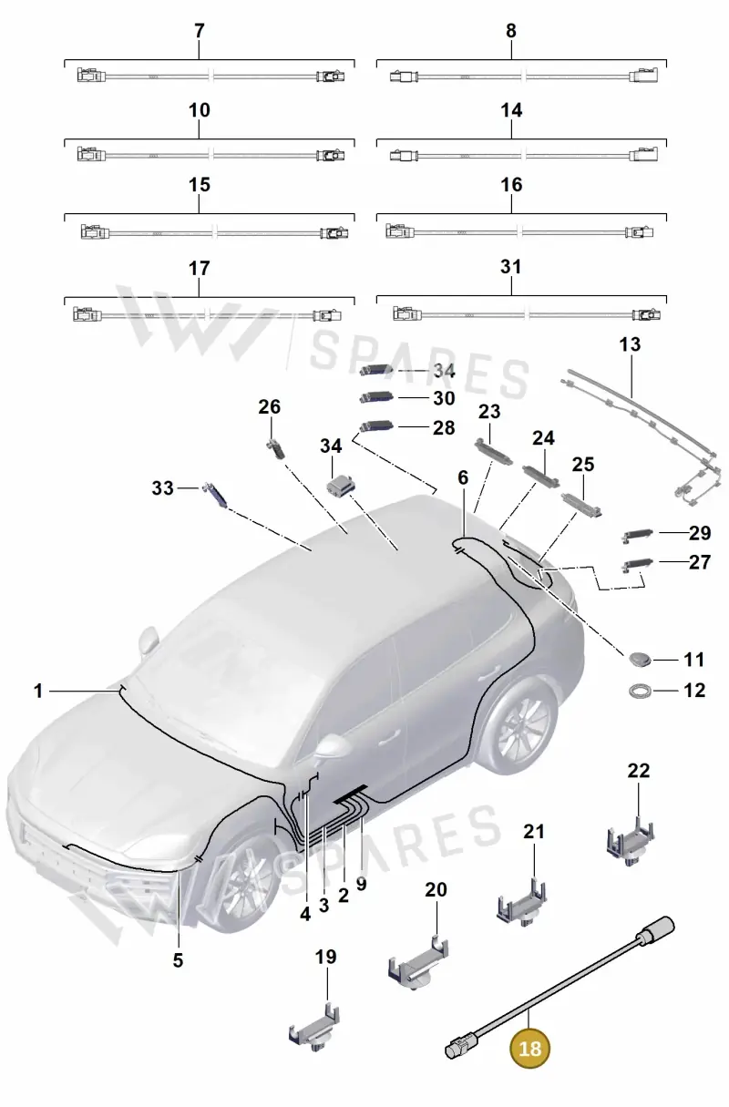 9Y0979900P Porsche Aerial Connection Line