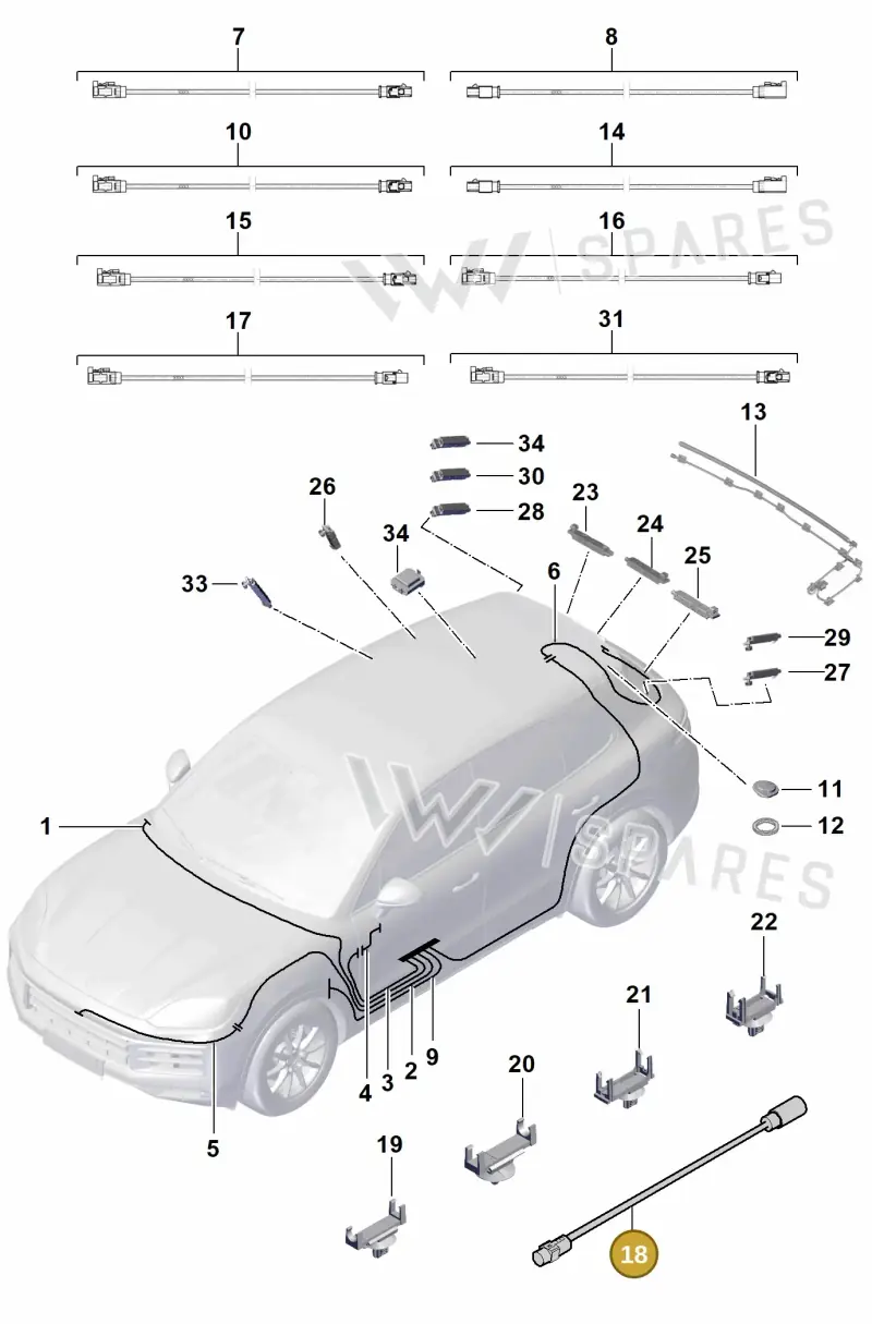 9Y0979900Q Porsche Aerial Connection Line