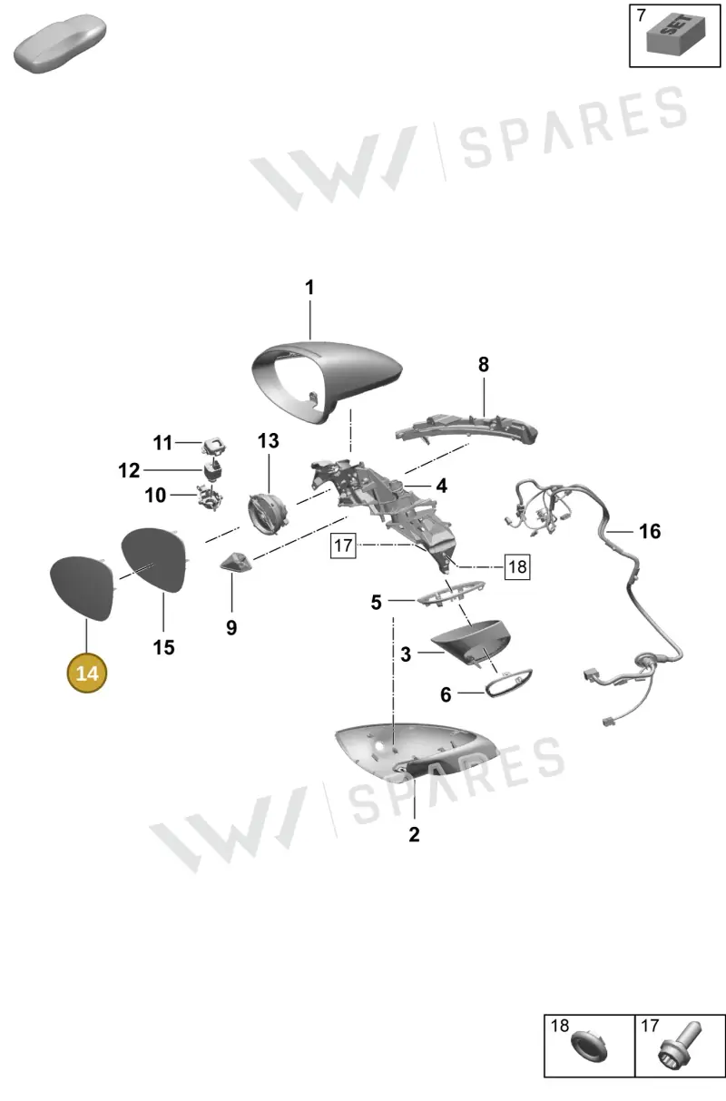 9Y1857521A Porsche Mirror (Aspherical)